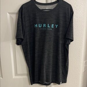 Hurley Men's Charcoal Tee with Teal Logo
